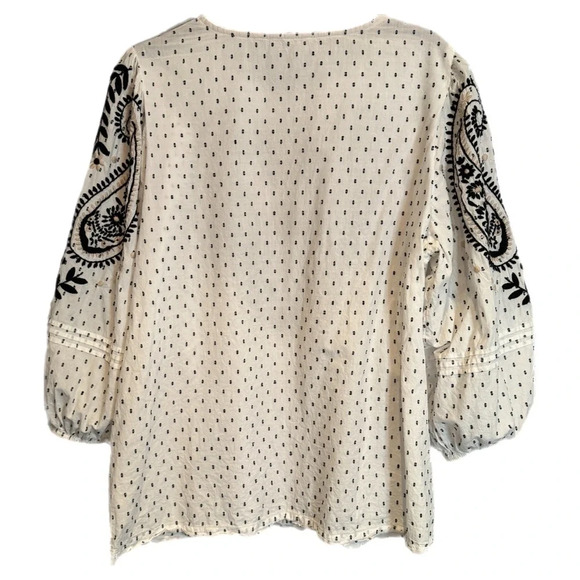 Fat Face Imogen Embroidered Blouse Size Large Peasant Boho Hippie Balloon Sleeve - Picture 4 of 16